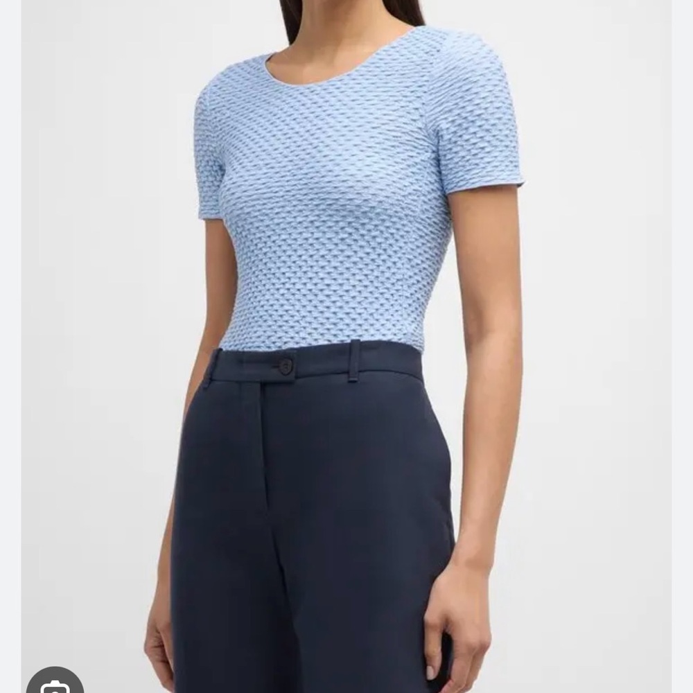 Emporio Armani Blue Fitted Ribbed Short Sleeve Tee